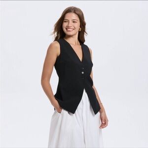 Black Vneck Suit Vest